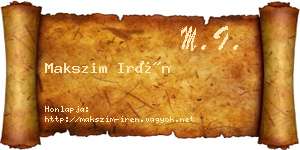 Makszim Irén névjegykártya